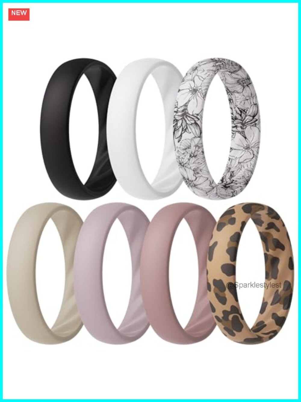 Silicone Wedding Ring Set 5.5mm Wide Comfort Fit - 7 Pack